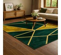 Strloepr Alfombra grande de 1,8 x 2,4 m, multicolor, moderna, verde oscuro, amarillo, diseño geométrico, verde, 185 x 245 cm, alfombra lavable para salón, dormitorio, apartamento