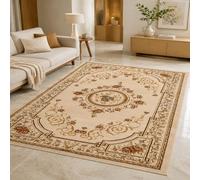 Strloepr Alfombra grande para salón, 200 x 290 cm, diseño floral, color beige, marrón, rojo y amarillo. Alfombras decorativas para el salón, lavable, personalizable