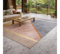 Strloepr - Alfombra grande para salón, dormitorio, comedor, antideslizante, lavable, a máquina, geométrica, abstracto, azul, beige, amarillo, naranja, gris, 200 x 365 cm