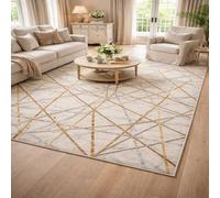 Strloepr - Alfombra grande para salón, dormitorio, comedor, antideslizante, lavable a máquina, geométrica, abstracta moderna, Farmhouse, blanco, gris, 200 x 365 cm