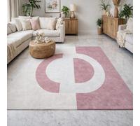 Strloepr - Alfombra grande para salón, dormitorio, comedor, antideslizante, lavable a máquina, geométrica, color blanco, 200 x 365 cm