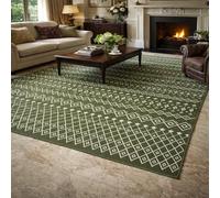 Strloepr - Alfombra grande para salón, dormitorio, comedor, antideslizante, lavable a máquina, geométrica, verde, blanco, 200 x 365 cm