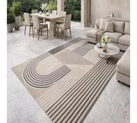 Strloepr - Alfombra grande para salón, dormitorio, comedor, antideslizante, lavable a máquina, moderna geométrica, abstracta, gris, beige, blanco, Farmhouse, 200 x 365 cm