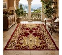 Strloepr Alfombra lavable antideslizante, 140 x 200 cm, estilo Shabby Chic, color rojo, beige y amarillo, alfombras modernas para salón, dormitorio