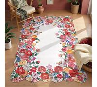 Strloepr Alfombra moderna de pelo corto y suave, lavable a máquina, antideslizante, diseño floral moderno, rojo, rosa, amarillo, azul, verde, blanco, 150 x 200 cm