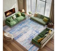 Strloepr Alfombra para entrada interior, lavable, para baño, cocina, pasillo, moderno, abstracto, azul naranja, Art Deco,multicolor, 60 x 90 cm