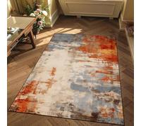 Strloepr - Alfombra para salón, dormitorio, cocina, decoración del hogar, parte inferior antideslizante, lavable, abstracto, rojo, gris, beige, marrón, naranja, 110 x 160 cm