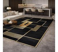 Strloepr - Alfombra para salón, dormitorio, sofá convertible, comedor, decoración para casa, moderna geométrica, negro, Farmhouse, 180 x 200 cm