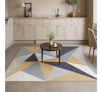 Strloepr Alfombras de área de 1,2 x 1,2 m, negro, gris, amarillo, geométrico, moderno, amarillo, 120 x 120 cm, alfombra lavable para sala de estar, dormitorio, sofá, decoración de mesa