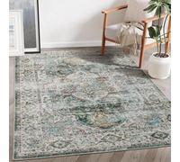 Strloepr Alfombras de área de 140 x 200 cm, vintage, envejecido, retro, verde, azul, beige, blanco, marrón, 140 x 200 cm, alfombra lavable para decoración del hogar, alfombra de granja