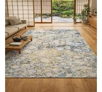 Strloepr Alfombras de área de 55 x 78 pulgadas, abstracto, moderno, azul, blanco, gris, amarillo, 140 x 200 cm, alfombra lavable para decoración del hogar, alfombra de granja