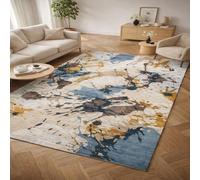 Strloepr - Felpudo para interior y salón, dormitorio, cocina, lavable, a máquina, abstracto, beige, azul, marrón, amarillo, negro, multicolor, 60 x 90 cm