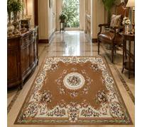 Strloepr Tapis, 120 x 185 cm, diseño floral marrón beige rosa verde, alfombra salón mesa baja Deco tocador dormitorio adolescente niña Clean Girl,
