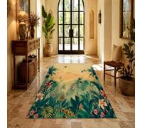 Strloepr Tapis, 120 x 185 cm, diseño floral moderno, verde, naranja, rosa, beige, alfombra de salón, mesa baja, decoración de tocador, dormitorio, niña, niña, Clean Girl,