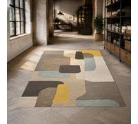 Strloepr Tapis, 120 x 185 cm, Geometría Abstracta Moderna Gris Beige Amarillo Azul Blanco, Alfombra Salón Mesa Bass Deco Tocador Dormitorio Adolescente Chica Clean Girl,