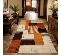 Strloepr Tapis, 120 x 185 cm, geometría moderna marrón topo beige naranja gris, alfombra salón mesa baja Deco tocador dormitorio adolescente niña Clean Girl,