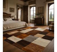 Strloepr Tapis, 120 x 185 cm, geométrica retro marrón beige, alfombra salón mesa baja Deco tocador dormitorio adolescente niña Clean Girl,