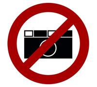 STROBO 5 pegatinas de prohibido tomar fotografías, 9,5 x 9,5 cm, señales de advertencia con protección UV para exteriores e interiores