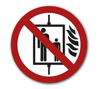 STROBO 5 pegatinas que indican No usar el ascensor en caso de incendio, 9,5 cm de diámetro, señales de advertencia con protección UV para exteriores e interiores