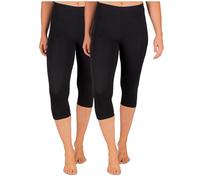 Ströbele SES Capri - Leggings pirata para mujer (2 unidades, algodón), color negro Negro 36/38