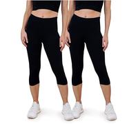 Ströbele SES Capri - Leggings pirata para mujer (2 unidades, algodón), color negro Negro 48/50