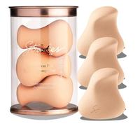 Strokes Beauty Lab Complexion Pro Beauty - Esponja mezcladora, melocotón, juego de 3 piezas, esponja de maquillaje ergonómica y licuadora de belleza, esponja esencial de maquillaje y mezcla, kit de