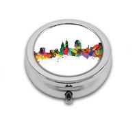 Strokes of A Paintbrush Spots Digital Art Custom Round SilverBox Pocket 2.1" - 3 Compartimentos Box/Pastillero Pocket