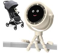Stroller Fan Rechargeable, Small Battery Operated Air Cooler, 360° Rotatable Clips on Cooling Device, Quiet Portable Wind Power, for Crib, Car Seat, Treadmill, Bike, Summer Travel, Cream Pink Black