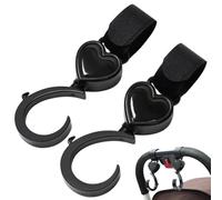 Stroller Hooks for Bags, Heavy Duty Pushchair Hanger Clips, 360 Degree Rotating Stroller Strap, Mommy Bag Hook for Purse, Water Bottles, Organizer, 6.3x1.81 Inches