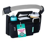 Stroller Organizer Non Slip Straps Stroller Caddy With Cup Holder, Stroller Bag for Phone, Pet Stroller Accessories, Universal Fits Uppababby Vista v2 Wonderfold Wagon, Doona and More