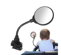 Stroller Rear View Mirror, Convex Protections Mirrors, Adorable Compact Easy to Install Jogging Strollers, Adjustable Security Mirror Attachment for Childrens and , Black