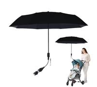 Stroller Sun Shade, Baby Parasol for Sun Protection, Breathable and Stable Umbrella, UV Shield for Kids, Baby, Wheelchair Use, Outdoor, Beach, Travel Protections, (Black/Pink)
