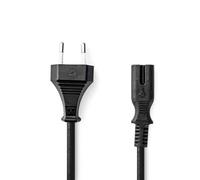 Stromkabel | Euro Männlich | IEC-320-C7 | Gerade | Gerade | Vernickelt | 0.50 m | Flach | PVC | Schwarz | Label