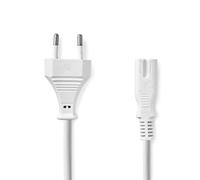 Stromkabel | Euro Männlich | IEC-320-C7 | Gerade | Gerade | Vernickelt | 5.00 m | Flach | PVC | Weiss | Label