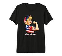 Strong American Girl Woman America Flag USA 4th of July Camiseta Premium