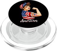 Strong American Girl Woman America Flag USA 4th of July PopSockets PopGrip para MagSafe