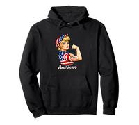 Strong American Girl Woman America Flag USA 4th of July Sudadera con Capucha