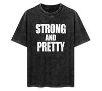 Strong and Pretty Men's T-Shirt Unisex Black Cotton Hip Hop Print tee Shirts M