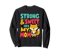 Strong and Sweet Like My Mom Día de la Madre Cute Fox Kids Sudadera