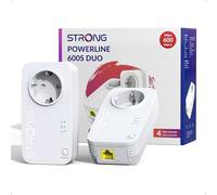 STRONG AV600 Adaptador Powerline Set con Enchufe, PLC HomePlug AV2, Plug & Play, Enchufe Integrado, Modo de Ahorro de Energía, Puertos LAN 100 Mbit/s, Internet por Red Electrica (PL600S)