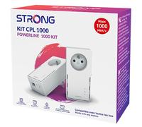 STRONG AV600 Adaptador Powerline Set con Enchufe, PLC HomePlug AV2, Plug & Play, Enchufe Integrado, Modo de Ahorro de Energía, Puertos LAN 100 Mbit/s, Internet por Red Electrica, Blanco Perla