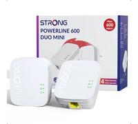 STRONG AV600 Adaptador Powerline Set, PLC HomePlug AV2, Plug & Play, Modo de Ahorro de Energía, Alcance 300 m, Puertos LAN 100 Mbit/s, Seguridad con Un Botón, Internet por Red Electrica (PL600M)