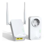 Strong Kit Powerline POWERLWF600DUOEUV2 – Doble toma, PLC 600 Mbps + WiFi 300 Mbps, Blanco