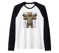Strong Bear - Animal de Entrenamiento para Levantamiento de Pesas Camiseta Manga Raglan