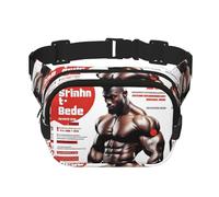 Strong Body - Riñonera cuadrada de doble capa con correa ajustable para actividades al aire libre, color negro, talla única, Black, Talla única