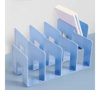 Strong Book Shelf Smooth Edges Bookshelves Without Burrs Bookcases For Small Spaces Desktop Bookshelf 12.6x5.7x5.1inch Space Saving Furniture Transparent, White, Black, Pink, Green, Blue, Violet(Blue)