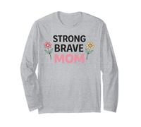 Strong Brave Mom Floral Positivo Maternidad Inspiradora Manga Larga