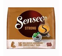 Strong - Compatible con máquinas, 16 cápsulas, Delicioso café fuerte para un momento de puro placer - Compatible con Senseo - 111g
