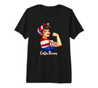 Strong Costa Rican Girl Woman Girlfriend Costa Rica Flag Camiseta Premium