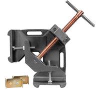 Strong Hand Tools, Hierro fundido resistente, abrazadera de ángulo recto de 90 grados, abrazadera de esquina, mandíbula oscilante ajustable, tornillo de acción rápida, separadores de hierro angular,